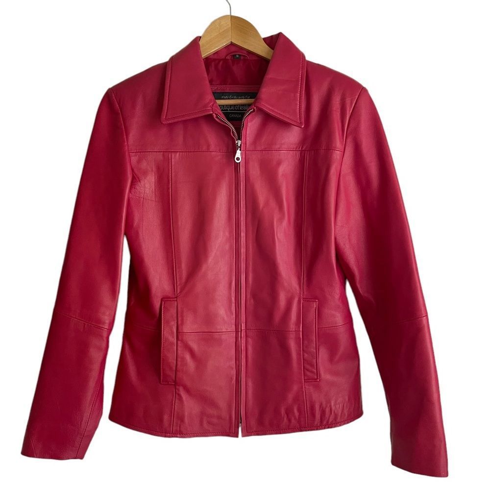 Boutique of Leathers Pink Zip Up 100% Leather Jacket Size 6
